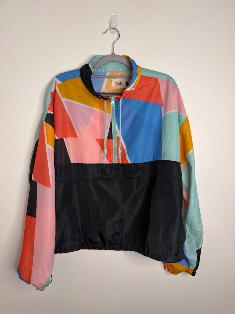 BKE Multi-Color Patchwork Bomber Jacket - Black Panel